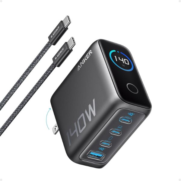 Anker Zolo Laptop Charger 140W 4-Port PD 3.1 with Touch Control USB-C Cable (B2697)