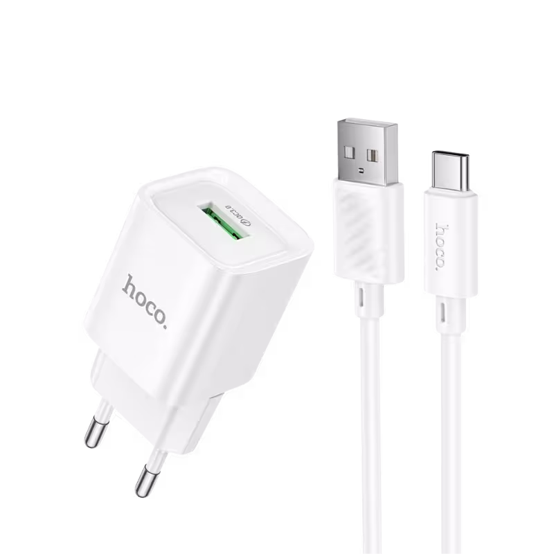 Hoco	 Hoco C145A QC18W Mini Charger with USB A to Type C Charging Cable